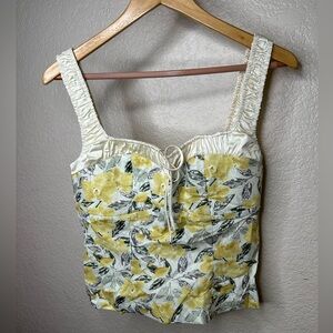 Floral Yellow and White Women's Top